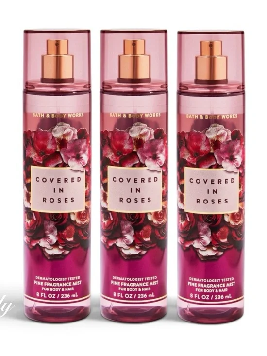 Bath & Body Works COVERED IN ROSES 8 fl oz Mist Spray Set Bundle