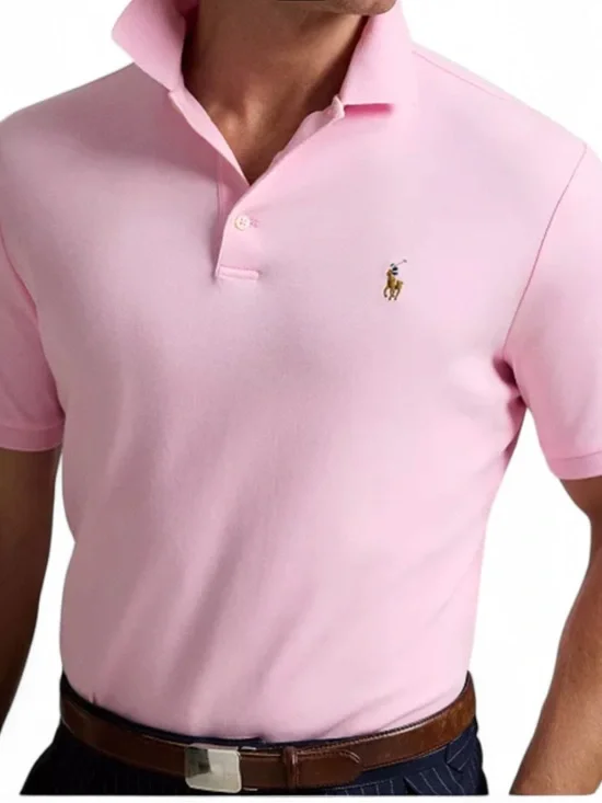Ralph Lauren Light Pink Polo Shirt with Embroidered Pony