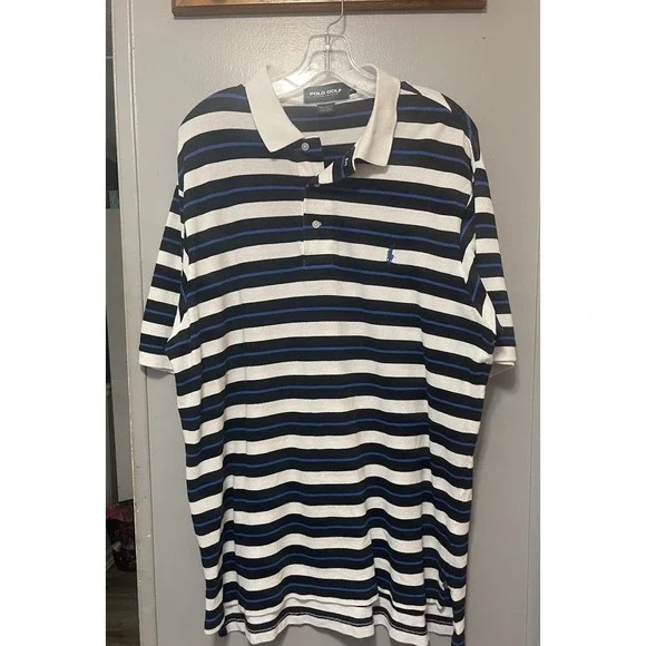Polo By Ralph Lauren Men's Short Sleeve Striped Polo Shirt Size X-Large Blue
