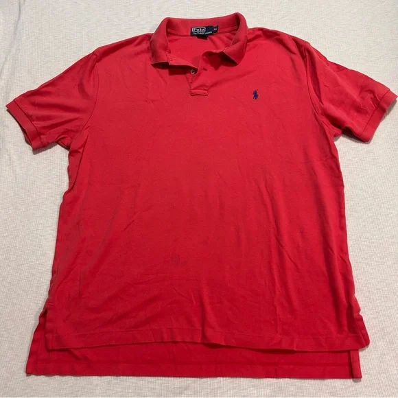 Polo Ralph Lauren Polo Shirt Mens XL‎ Red Collared Embroidered Logo Golf STAINS