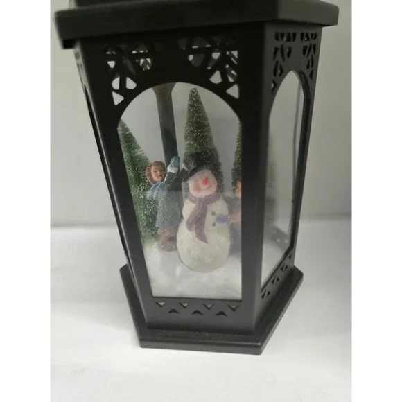 Christmas Snowman Winter Scene Light Up Lantern Black Holiday Decor Decorative