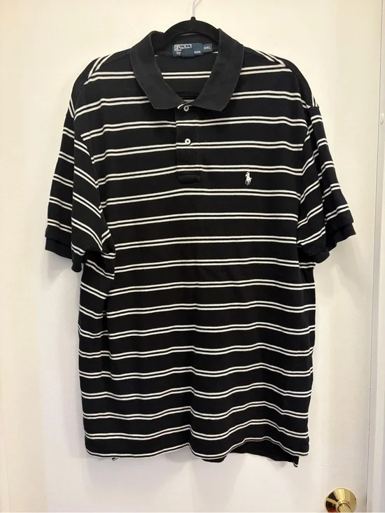 Polo Ralph Lauren Polo Shirt Mens XXL 2XL 100% Cotton Short Sleeve Black White