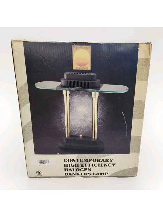Brighter By Design Sun Lighting SH-725PB  Halogen Bankers Lamp NIB