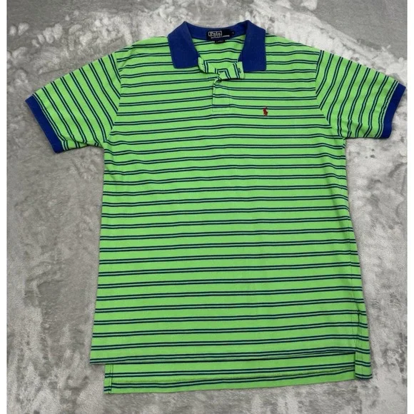Vintage Polo Ralph Lauren Shirt Mens Large Green Striped Blue Golf Pony 90s Y2K
