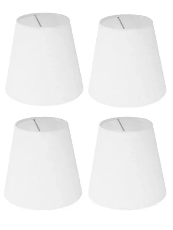 4pc Clip-on Small Lampshades, New, White Shades, Small Lightbulb Compatibility