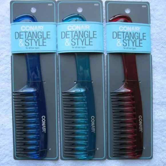 Solid Plastic Curved Wide Spaced Teeth Tooth Super Detangling Hair Comb Detangle