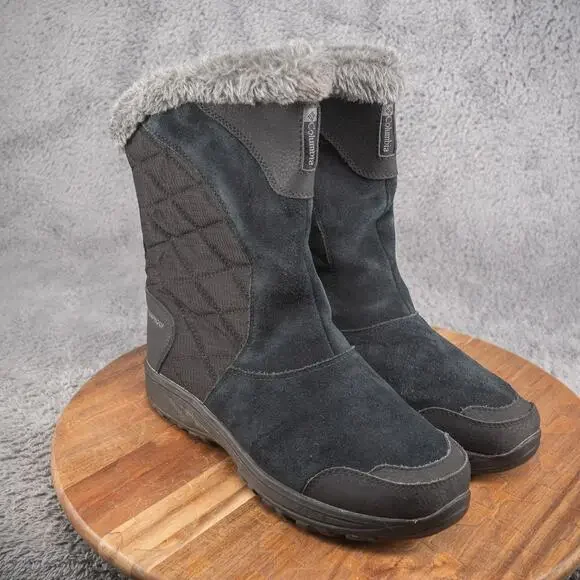 Columbia Womens Ice Maiden Black Waterproof Round‎ Toe Pull On Snow Boots Sz 9.5