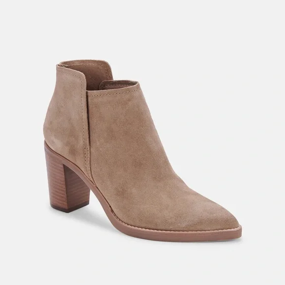 DOLCE VITA Spade Leather Booties‎ Mushroom Suede