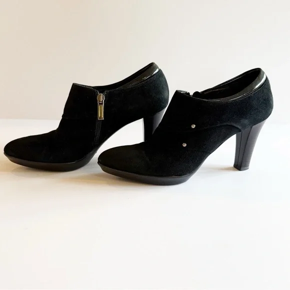 Aquatalia Suede Studded Accent Heeled Ankle Boots