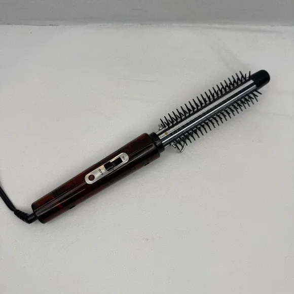 Vintage Tortoiseshell Electric‎ Heated Hair Styling Brush Curling Iron Hi Lo Off