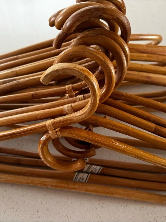 Handmade Natural Rattan Closet Hangers - Set of 12 RARE!