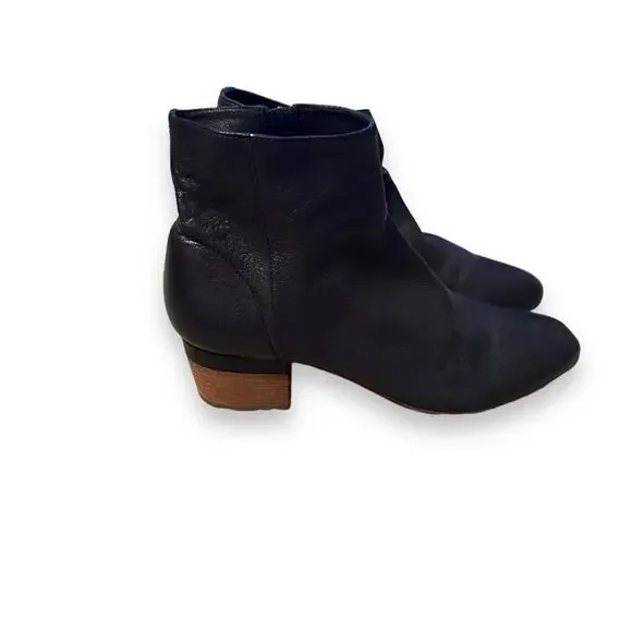 Officine Creative Lolli Black Leather Block Heel‎ Booties Sz 39.5 (US 9.5)