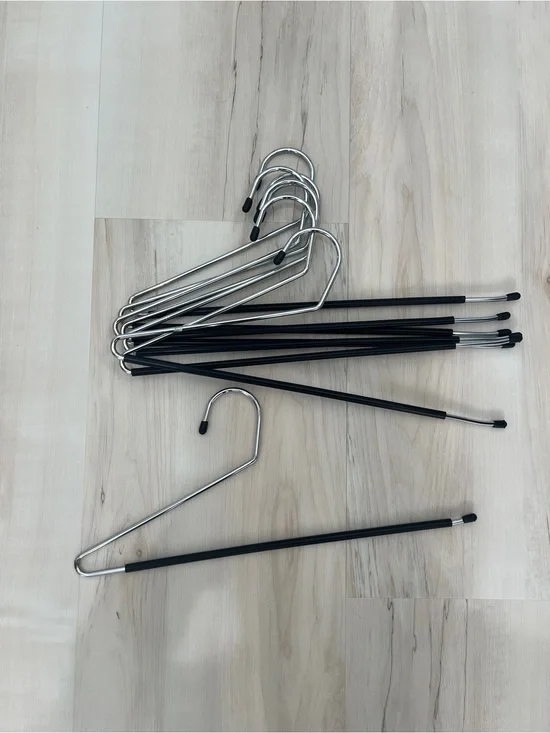 Slim Metal and Black Rubber Pants Hangers - Set