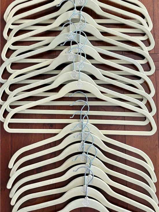 Beige Velvet Non-Slip Hangers - Set of 20