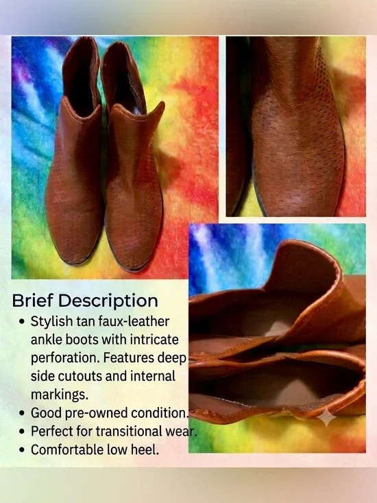 American Eagle Outfitters Tan Faux-Leather Ankle Booties