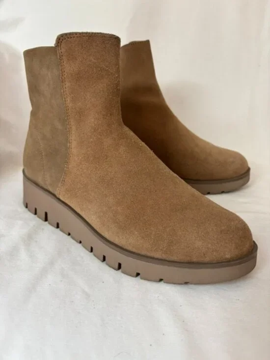 Rockport Dania Camel Suede Wedge Ankle Boot Women's Size 9