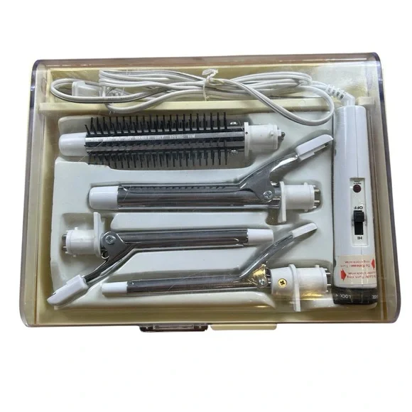 Vintage Windmere Four Way Curls Hair Styling System Curling Irons + Brush