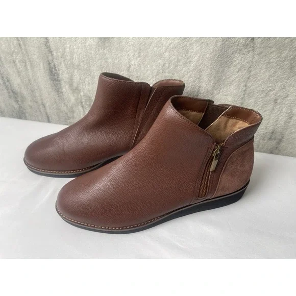 SoftWalk Wesley Ankle Boots Brown Leather, Women's 11W ‎ New
