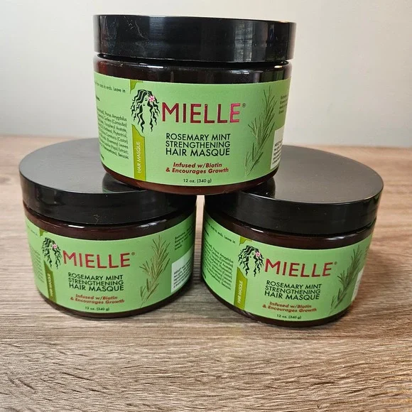 Mielle Rosemary Mint Strengthening Hair Masque 12oz Biotin Infused 3 Pack Bundle