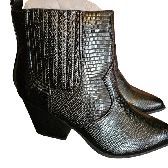 The Drop Sia Pointed Toe Ankle Boot Black Lizard B0BXPHW231‎ Womens 7.5