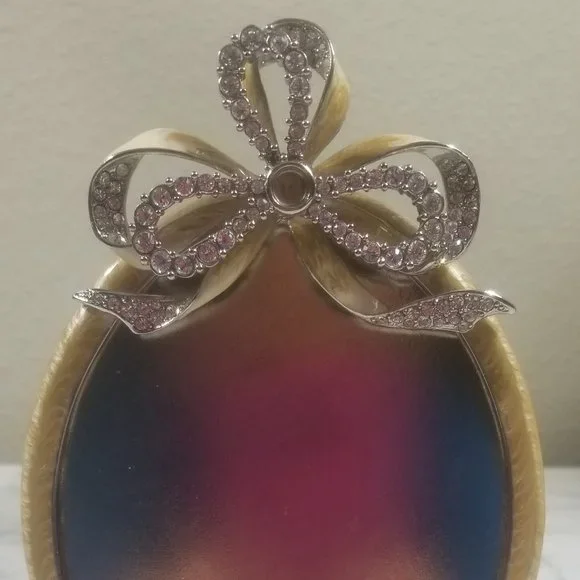 RARE JAY STRONGWATER PAVE SCROLL CRYSTAL VICTORIAN BOW RIBBON ENAMEL OVAL FRAME
