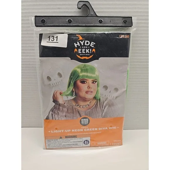 Hyde and Eek Boutique One Size‎ Fits Most Adult Light-Up Diva Wig Neon Green