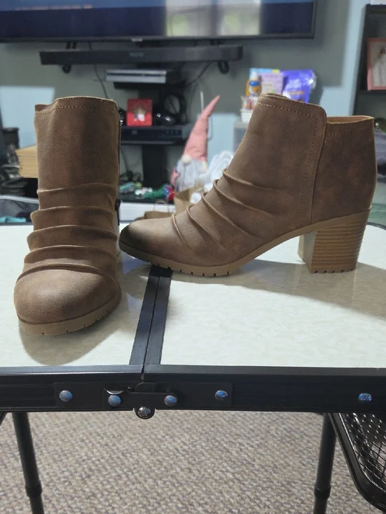Maeve‎ Brown Suede-Look Ankle Boots with Stacked Heel