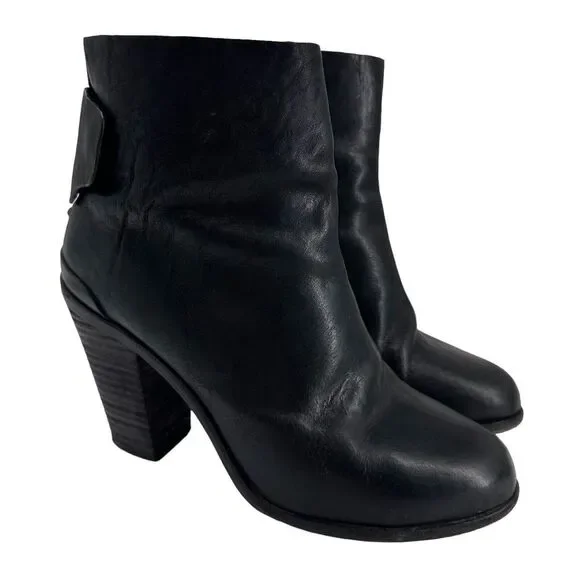 Ladies rag &‎ bone Kerr Back-Tab Boots 40 / 10 Black Leather Booties