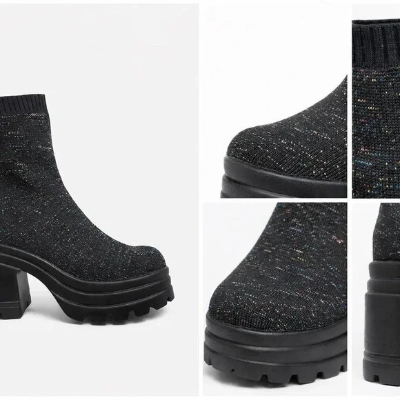 black glittery platform boots SIZE‎ 11