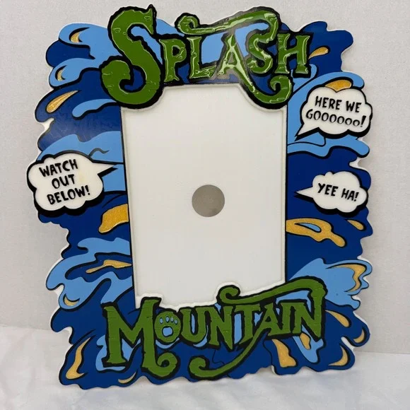 Disney Parks Splash Mountain Photo Frame Blue Green Glitter Ride Souvenir 5x7