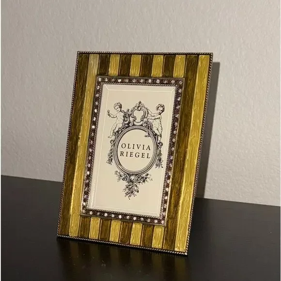 Olivia Riegel Gold & Brown Striped Crystal Picture Frame 4x6