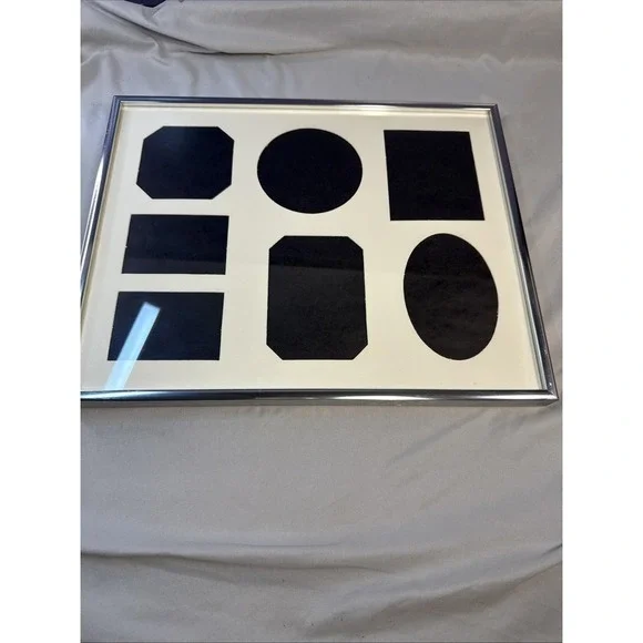 Vintage Silver Chrome Multi-Opening Collage Picture Frame with 7-Window Mat