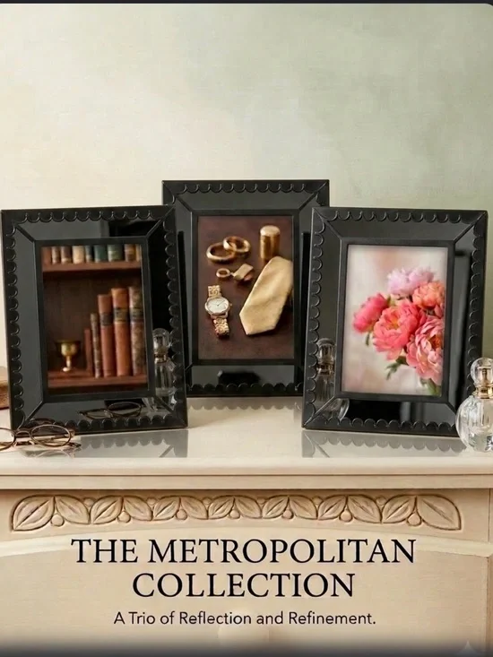 3 Mirrored Photo Frame Set