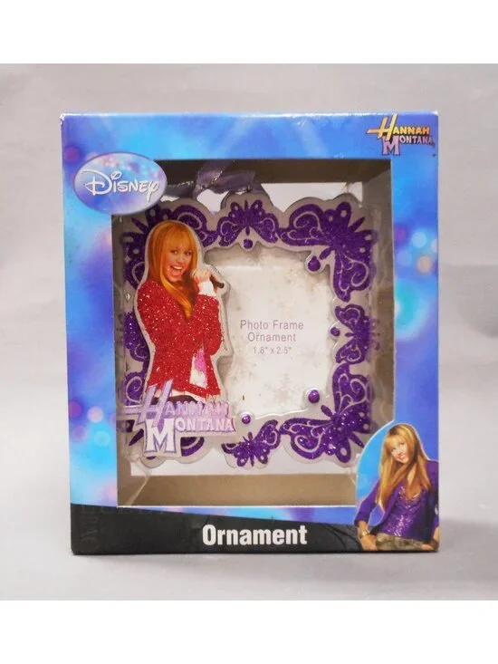 Disney Hanna Montana Photo Frame Ornament in box, Glittery, 2008, Miley Cyrus