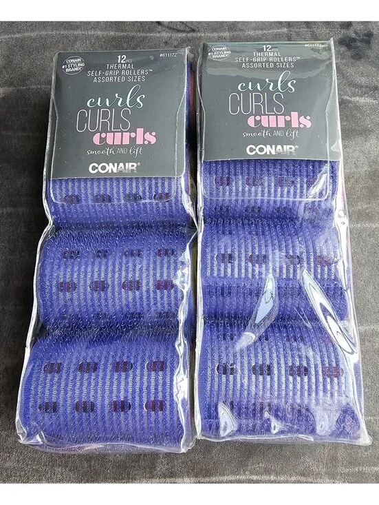 Conair Hair Curl Self Grip Rollers For Everyday USe- 2 Pack Of 12pcs