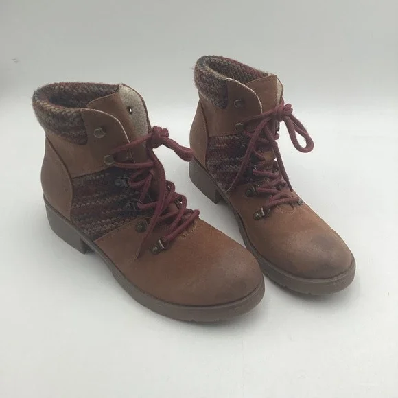 Mossimo Supply Co Women's Brown Faux Suede Knit Collar‎ Ankle Boots Size 11