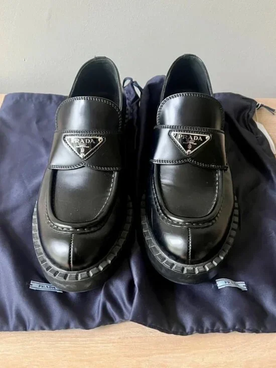 Prada Chocolate brushed leather loafers