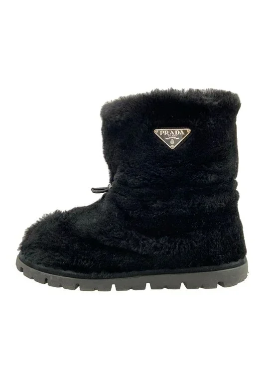 Prada Short Boots 40 Black Shearling