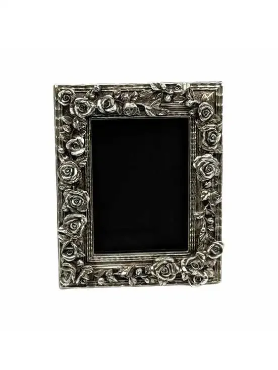 Vintage Maison Saint Denis Ornate Rose Pewter Picture Frame – 5x7-Inch Photo