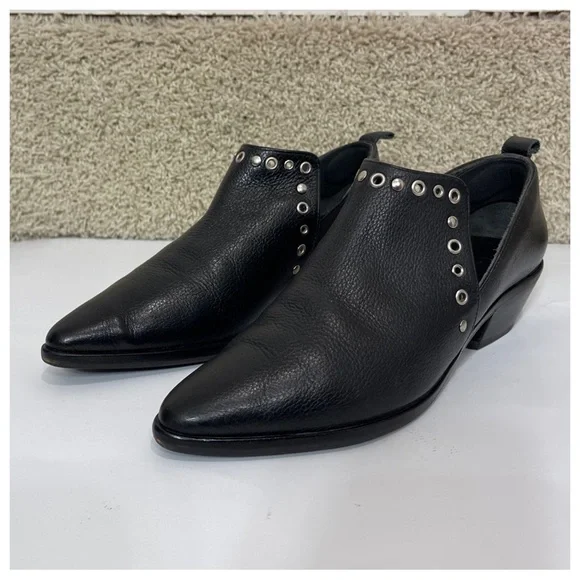 Rebecca Minkoff Annette Grommeted Pointy Toe black Ankle boot