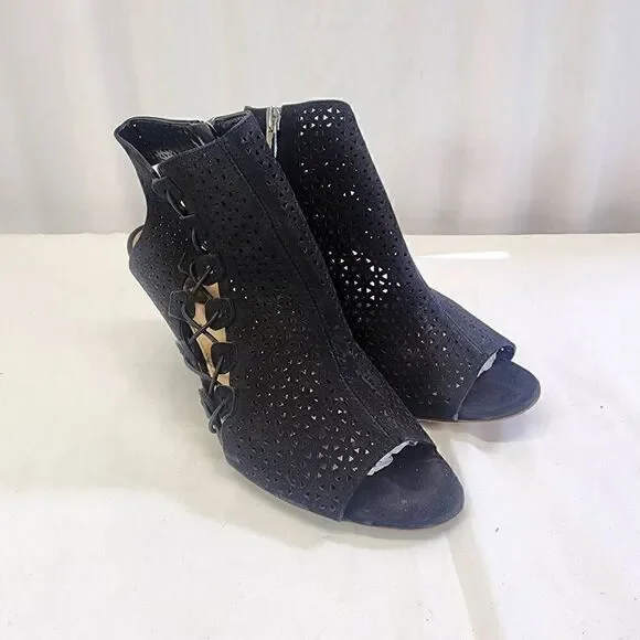 Vince Camuto Black Suede Ankle OpenToe Booties Size 8.5