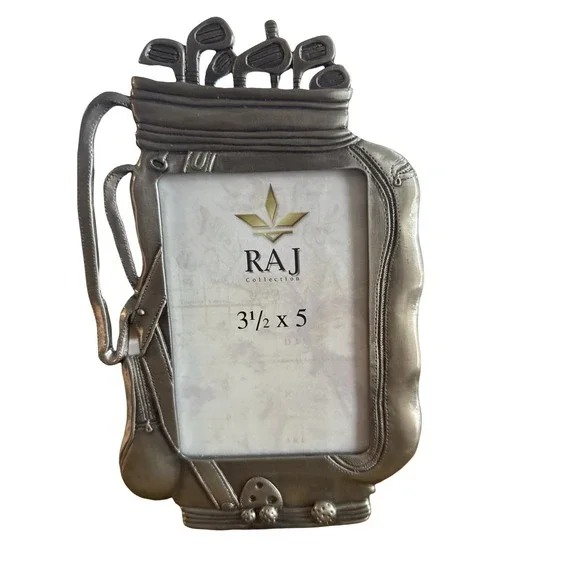 Golf Bag Irons Sporty Desk Pewter Picture Frame 3.5