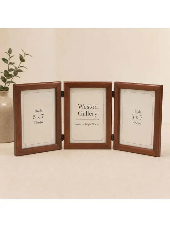 Weston Gallery Artistry Triple Walnut 5x7 Hinged Picture Frame