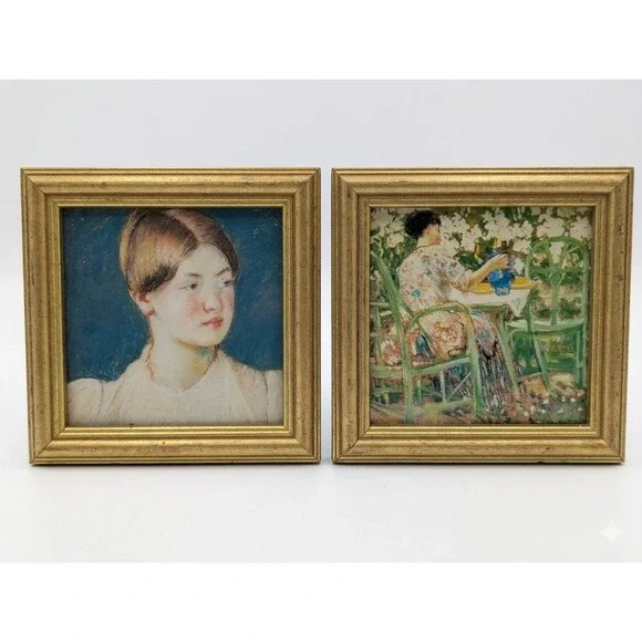 Vintage Impressionist Miniature Framed Art Pair - 6.25