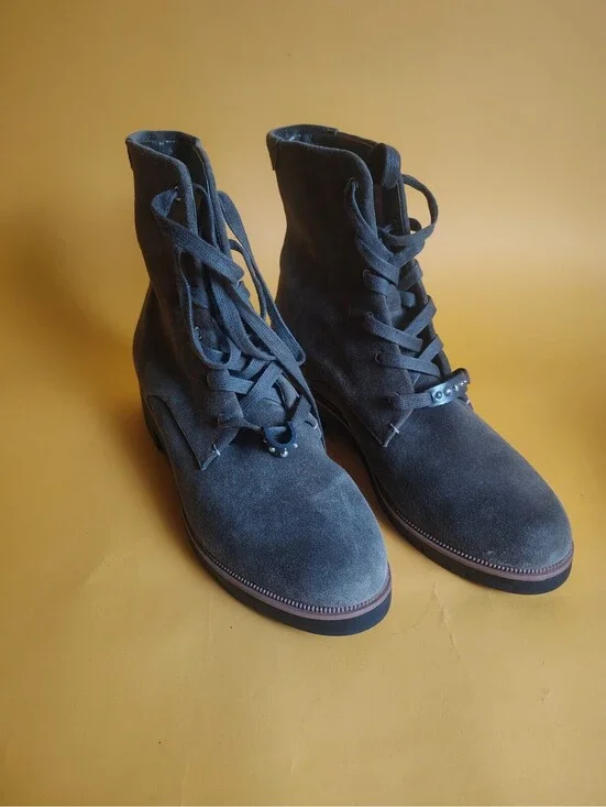 Dr. Scholl's Combat Boots Guild Womens 10M Green Olive Suede Leather Lace-Up