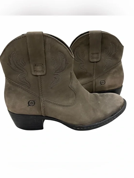 Born‎ Women’s 8 39 Brown Leather Side Zip Western Ankle Boots S4