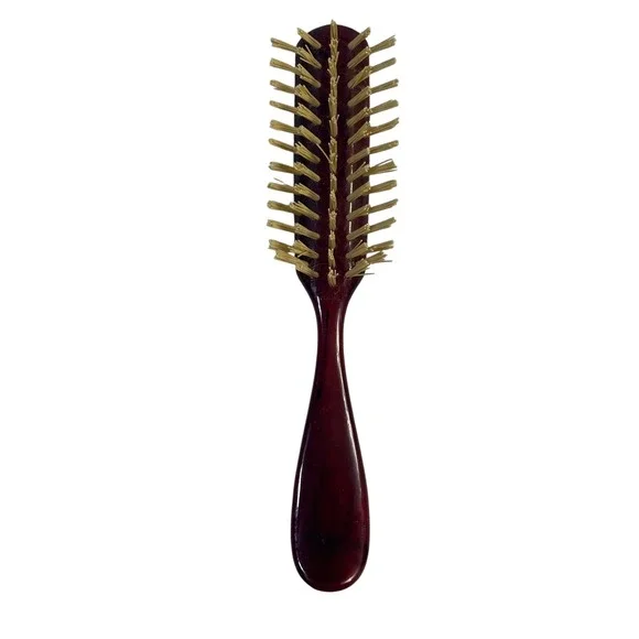 Vintage Faux Tortoiseshell Hair Brush Burgundy Marbled Resin Made‎ in USA 8