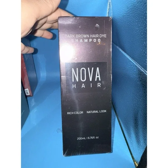 Nova Hair Dark Brown Dye Shampoo 6.76 fl oz (200 mL) Non Toxic Rich Color