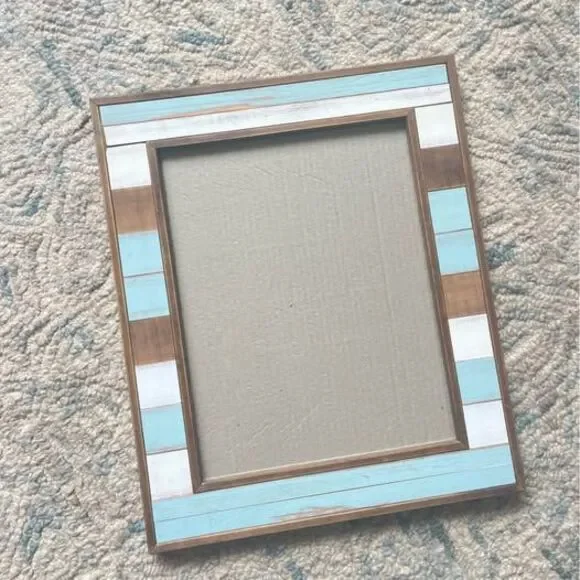 Rustic Wood Picture Frame Blue White Gray Brown Distressed Coastal Decor 18x15