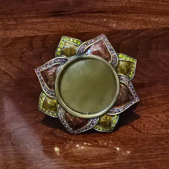 RARE JAY STRONGWATER LOTUS FLOWER FLORAL STAR LIBRE JUNGLE CRYSTAL ENAMEL FRAME